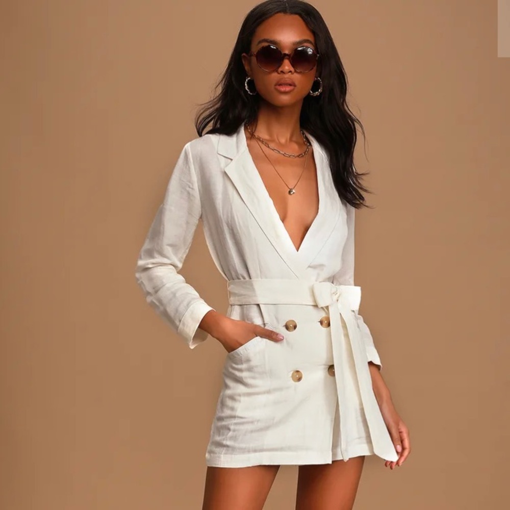 Billabong Good Luck White Blazer Mini Dress